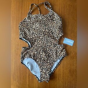 Lizens Girl’s Animal Print Cutout One Piece Swimsuit Size 10-12T